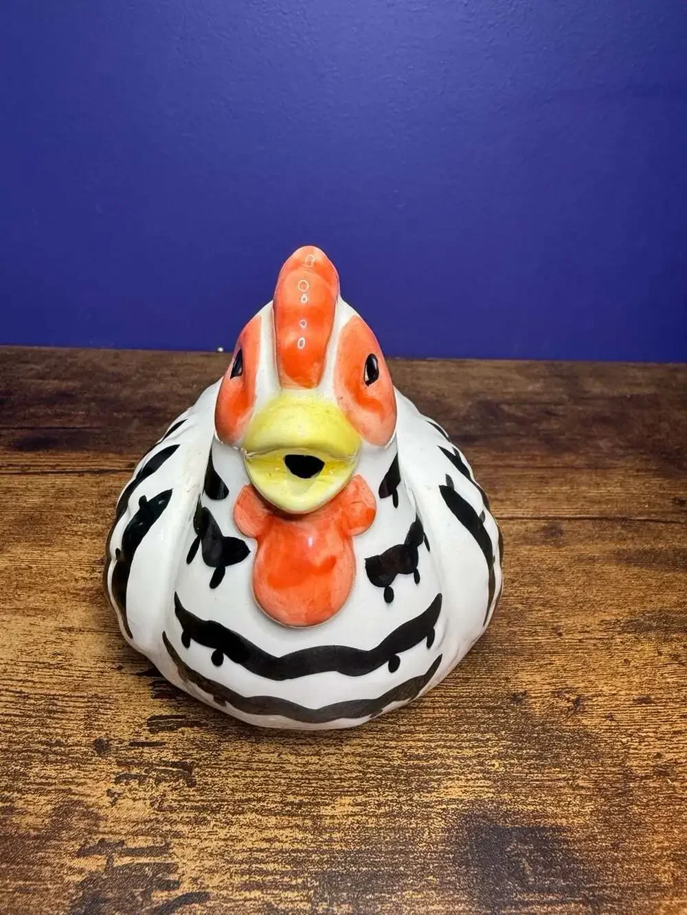 Applause Inc. Ceramic Chicken Teapot Black and White Farmhouse Rooster